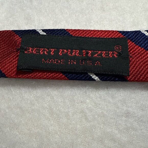 Vintage Bert Pulitzer Bow Tie Red Blue Self-Tie Adjustable 13 3/4 - 18 USA - Picture 8 of 8